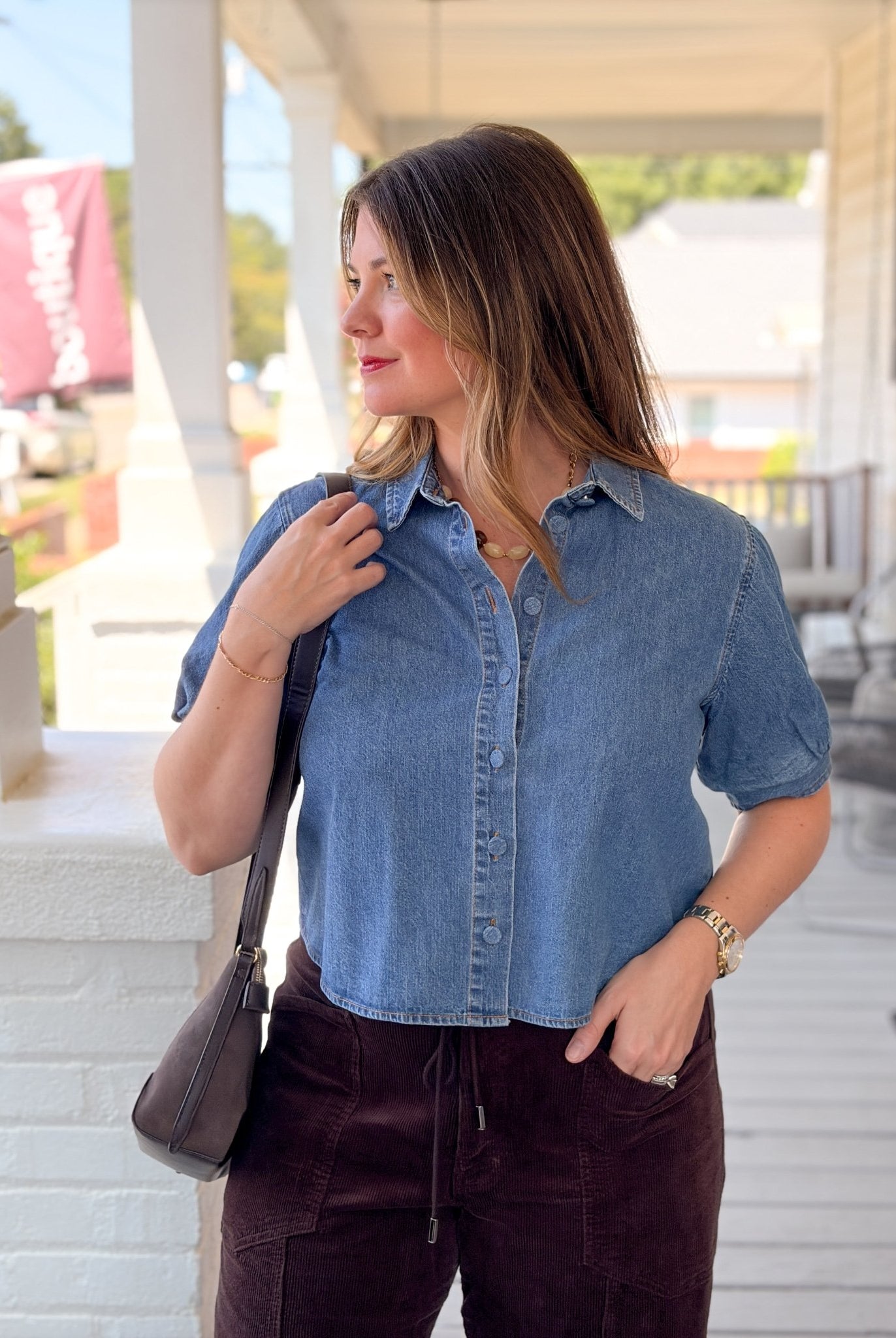 Rose & Lee Co Valerie Top, Vintage Havana short sleeve