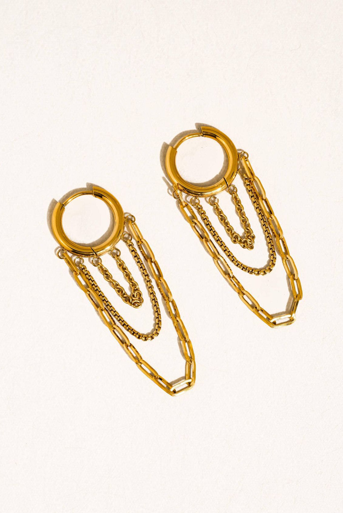 Rose & Lee Co Vianne Multi Chain Drop Earrings, 18k Gold Earrings