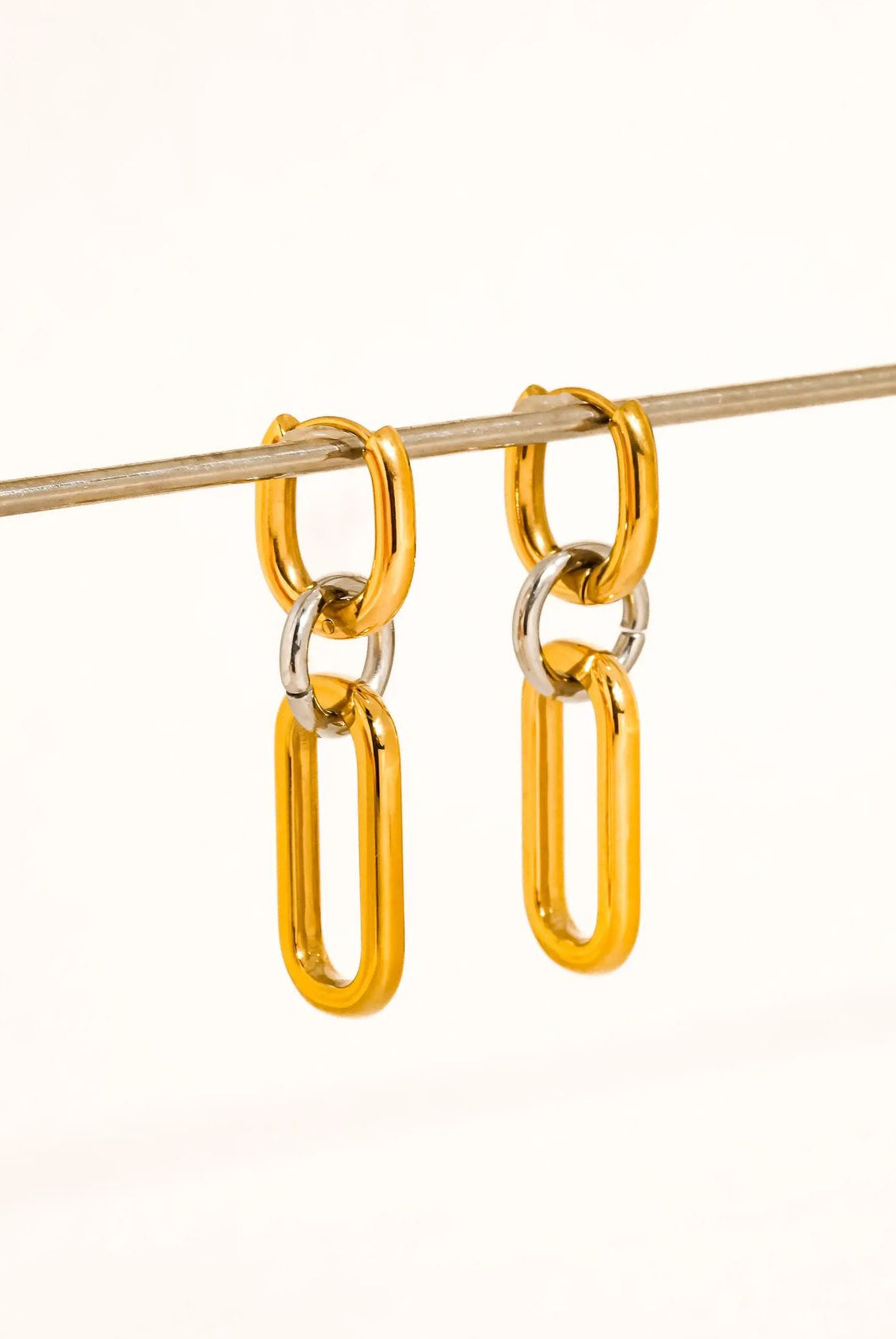 Rose & Lee Co Viori Two Tone Link Earrings, 18k Gold Earrings