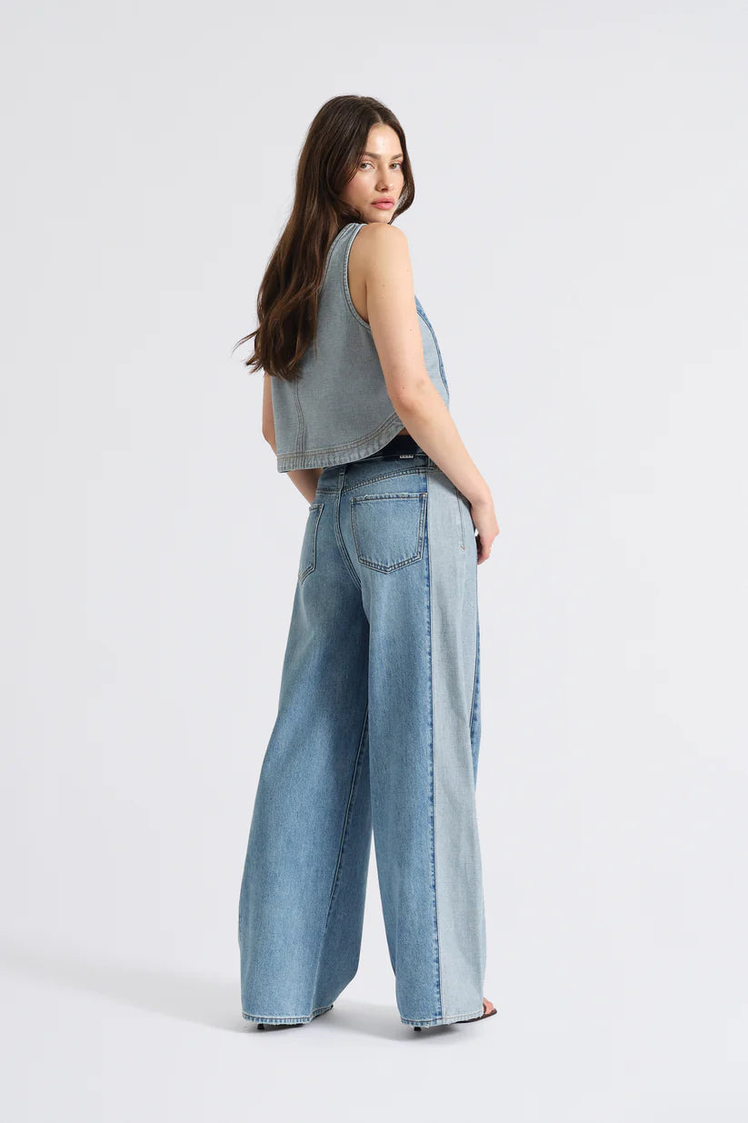 Two Tone Mid Rise Jeans