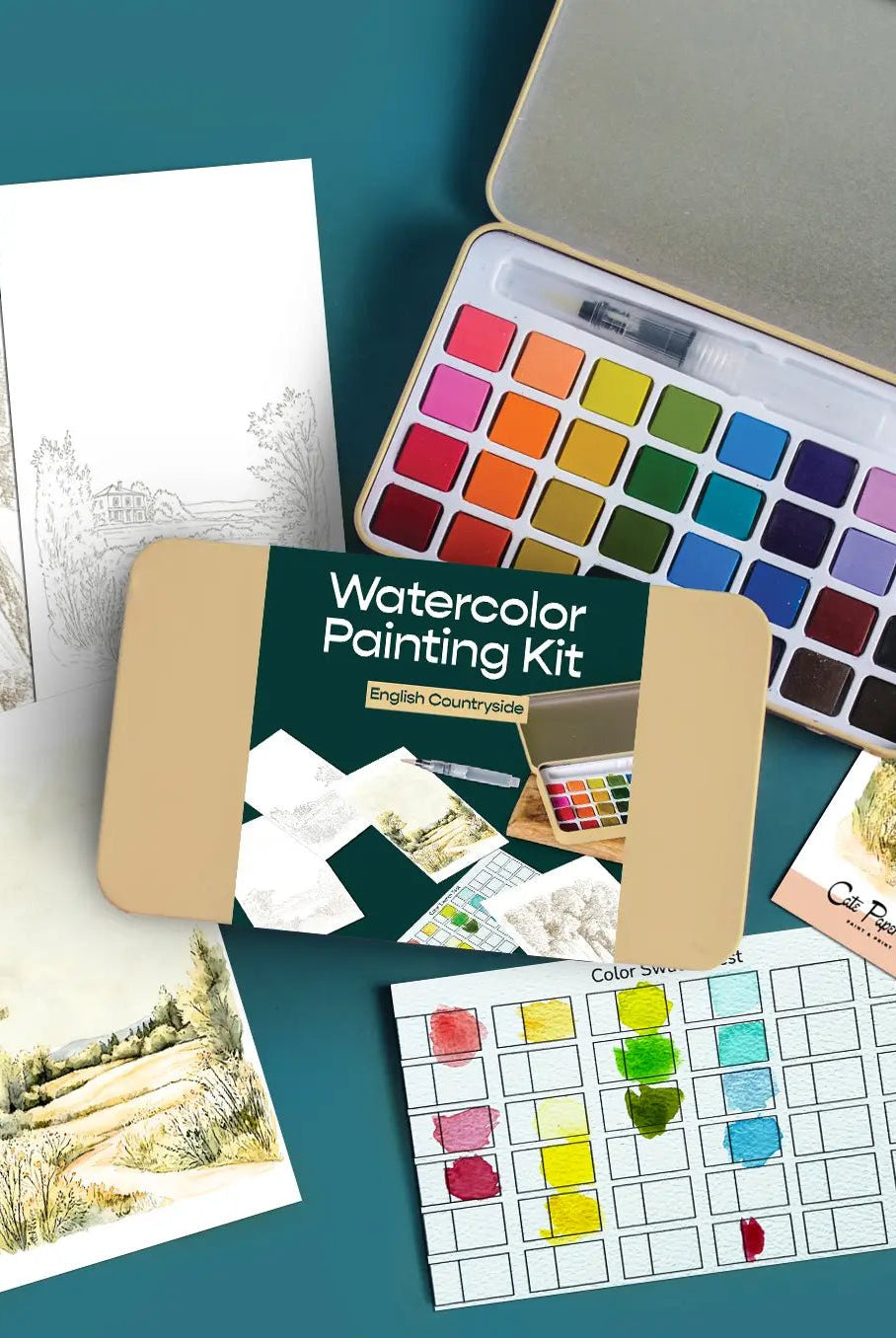 Rose & Lee Co Watercolor Painting Kit, English Countryside Home & Gifts