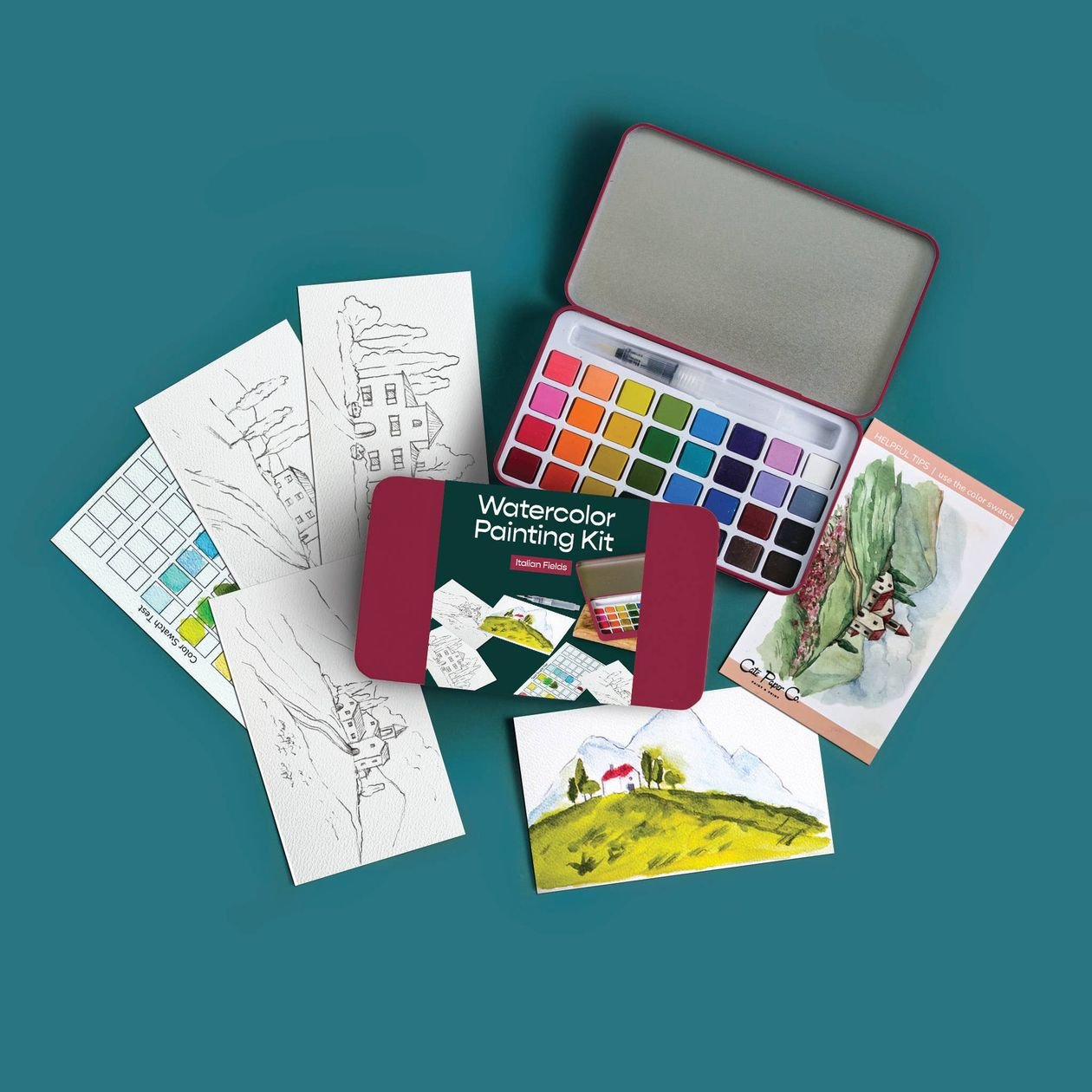 Rose & Lee Co Watercolor Painting Kit, Italian Fields Home & Gifts