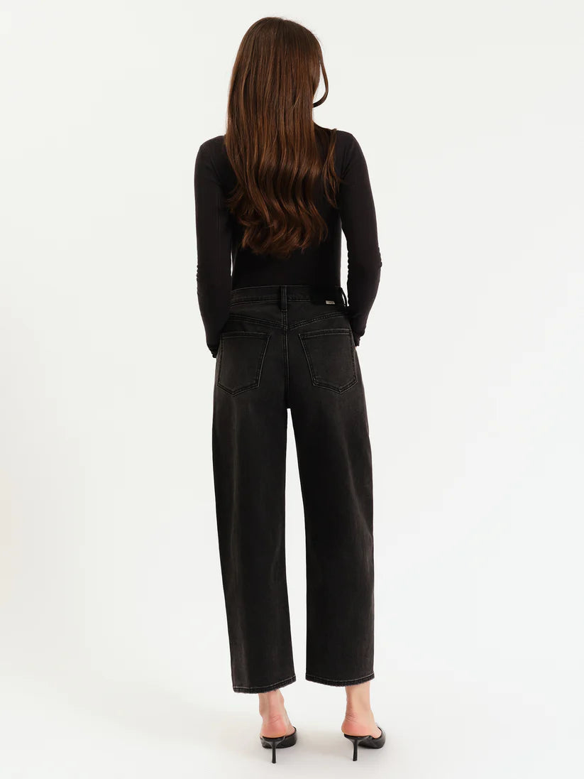 Black Barrel Leg High Rise Jeans