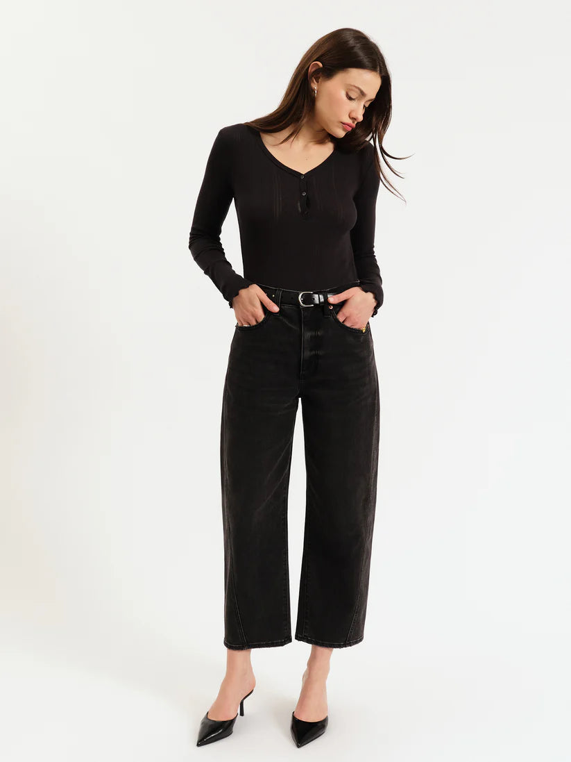 Black Barrel Leg High Rise Jeans