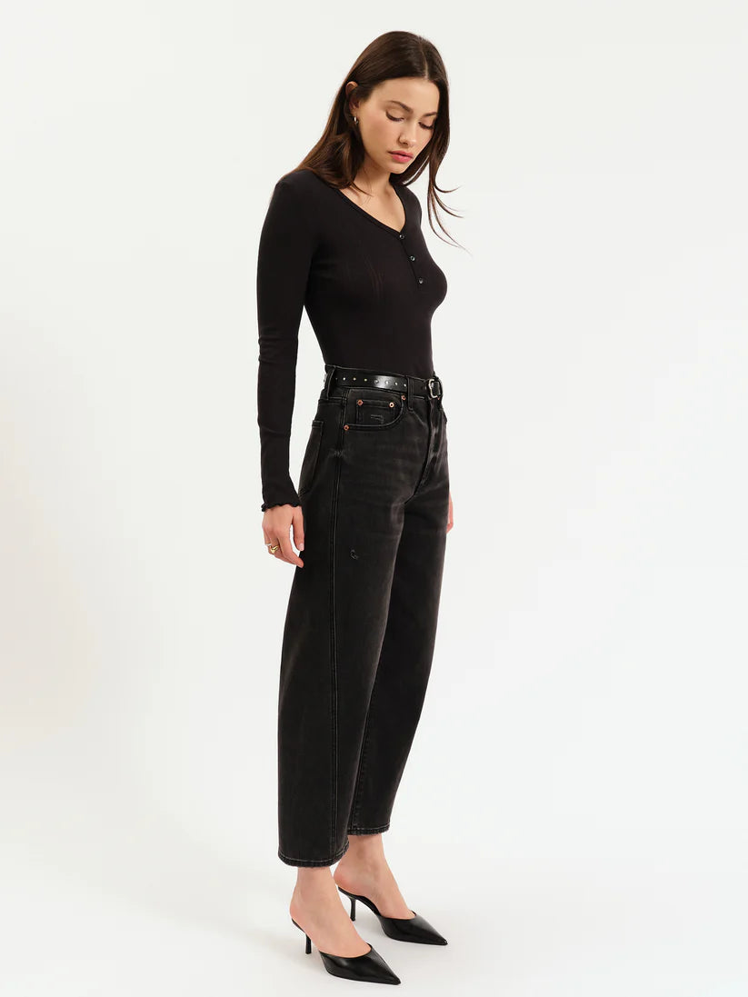 Black Barrel Leg High Rise Jeans