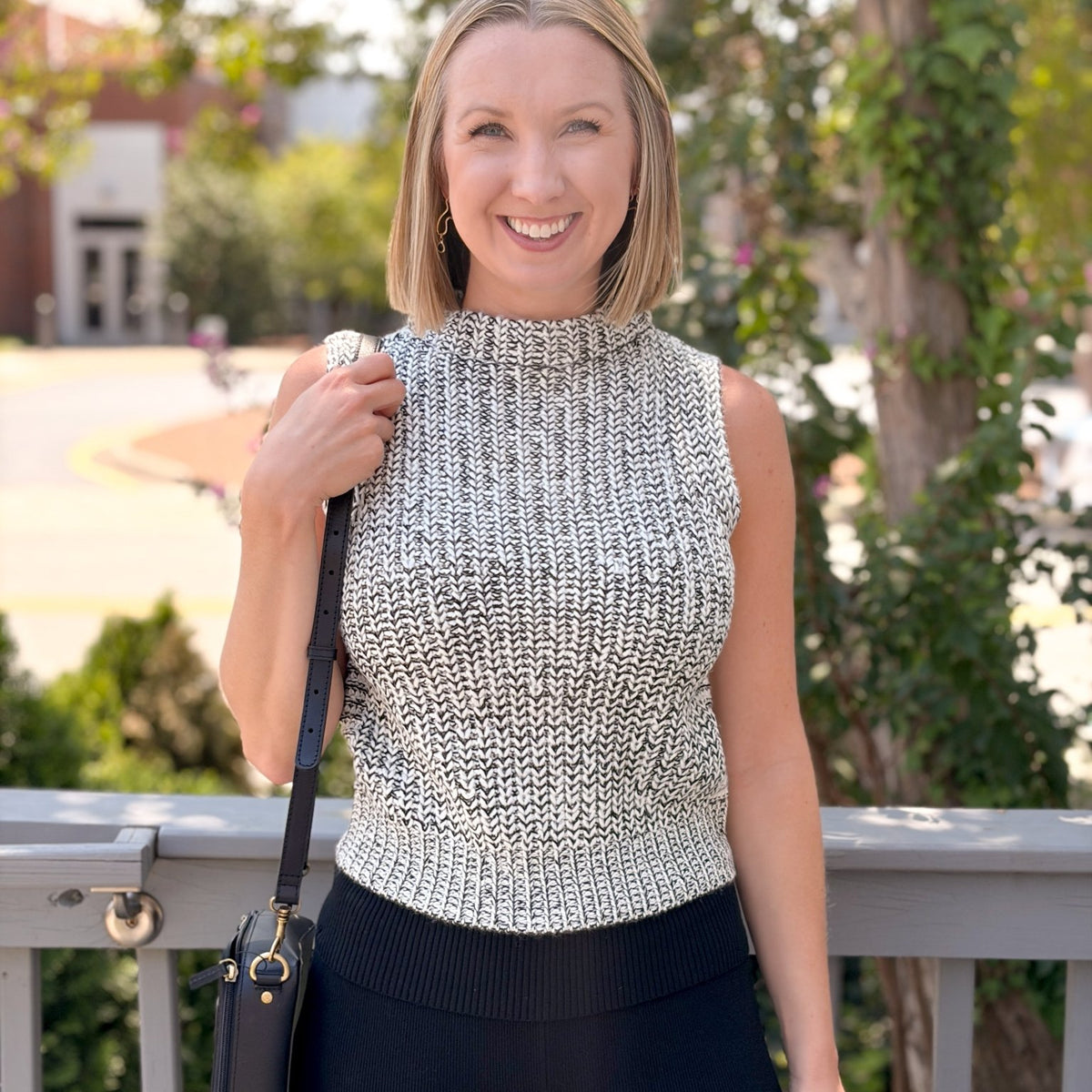 Rose & Lee Co Williams Sweater Tank, Ivory/Black Tanks