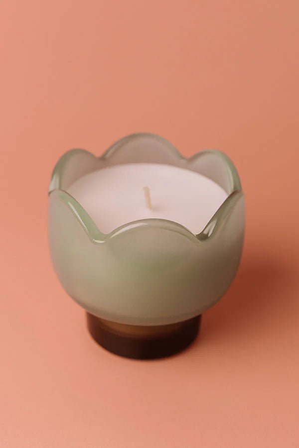 Rose & Lee Co Tulip Blue Glass Candle, Wisteria & Willow Candles