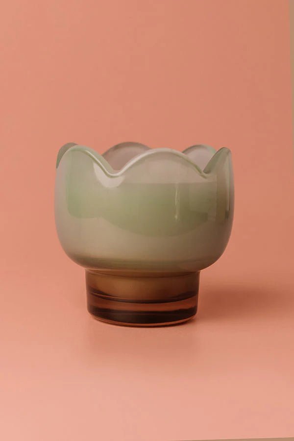 Rose & Lee Co Tulip Blue Glass Candle, Wisteria & Willow Candles