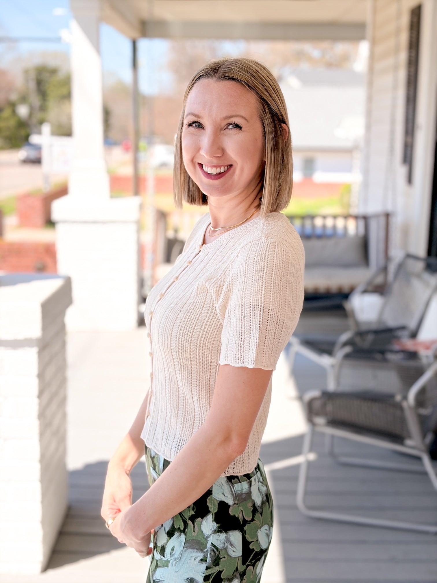 Ivory Crochet Short Sleeve Top