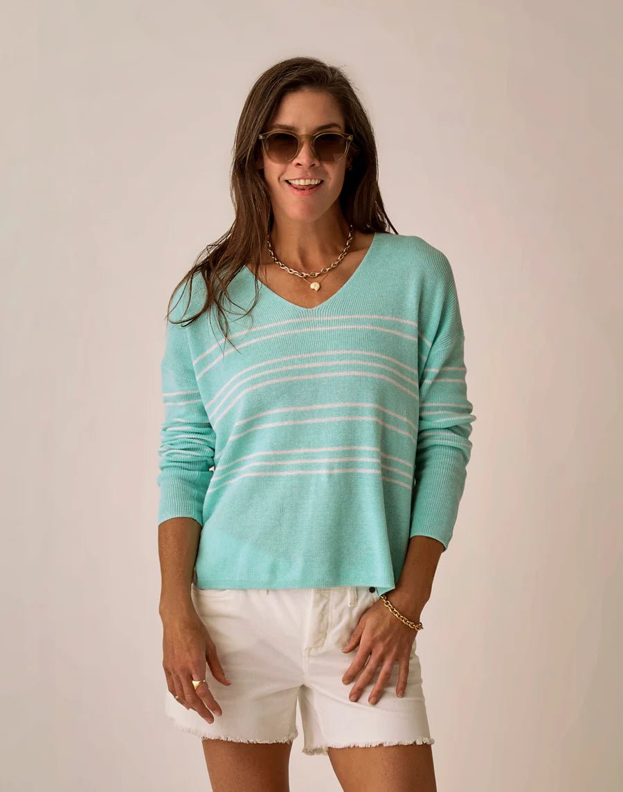 Rose & Lee Co Zella Pullover, Light Aqua Heather Long Sleeve