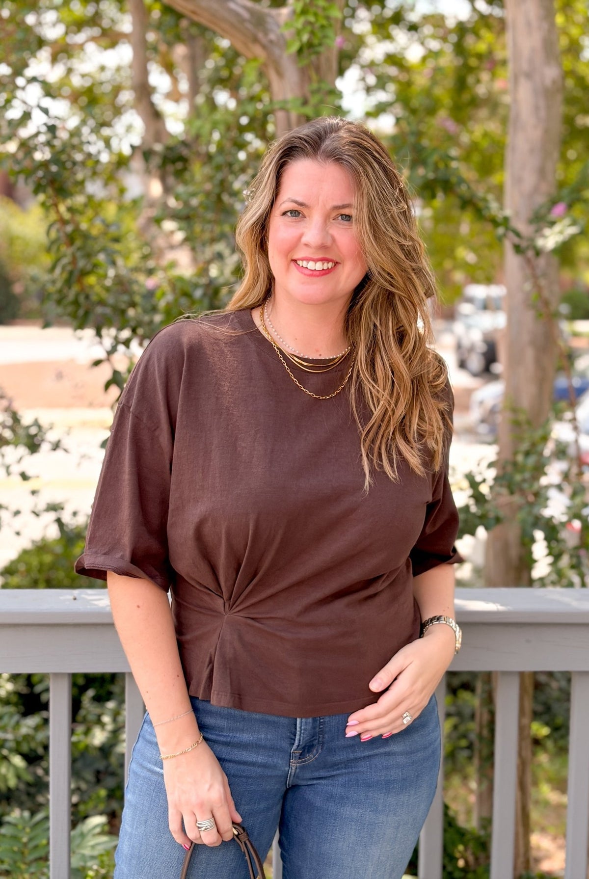 Rose & Lee Co Zinnia Top, Molasses by Michael Stars short sleeve