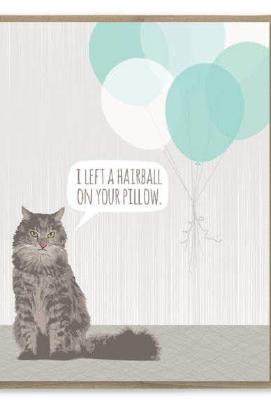 Rose & Lee Co Cat Hairball Birthday Card Stationery
