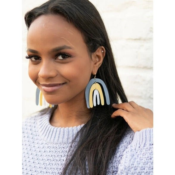 Rose & Lee Co Painted Rainbow Statement Earrings, Pastel Earrings