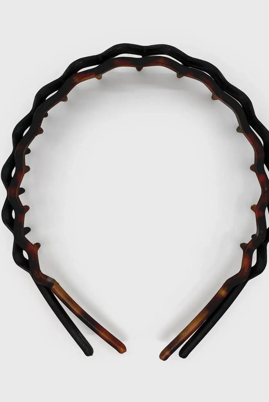 Rose & Lee Co Zig Zag Headband 2pc, Black & Tortoise Hair