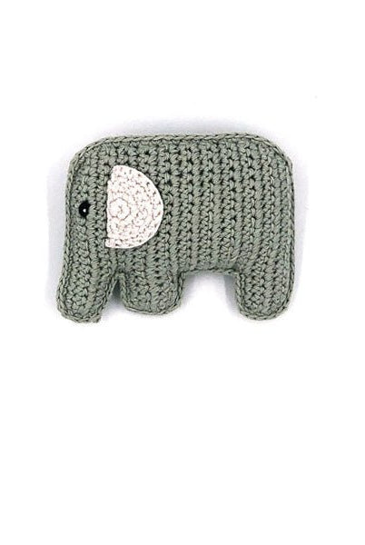 Rose & Lee Co Organic Elephant Rattle, Teal Children