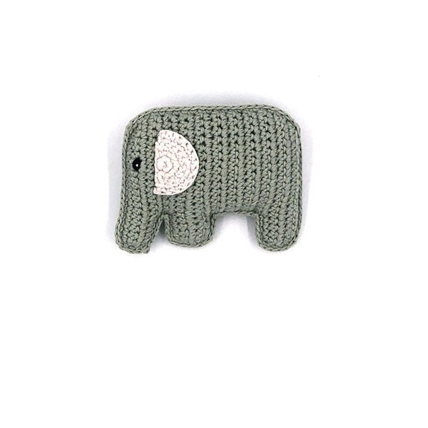 Rose & Lee Co Organic Elephant Rattle, Teal Children