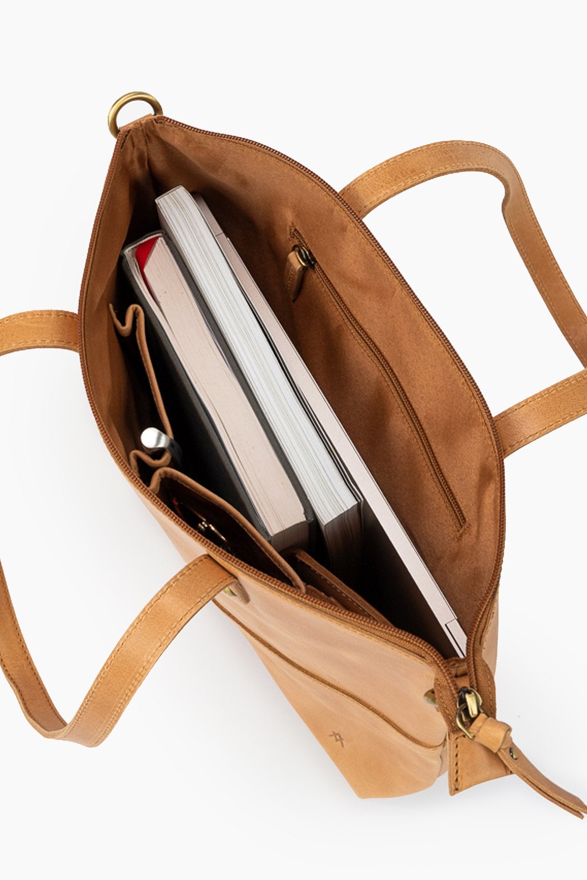 Elevate mid-size zipper tote camel Raleigh ethical boutique