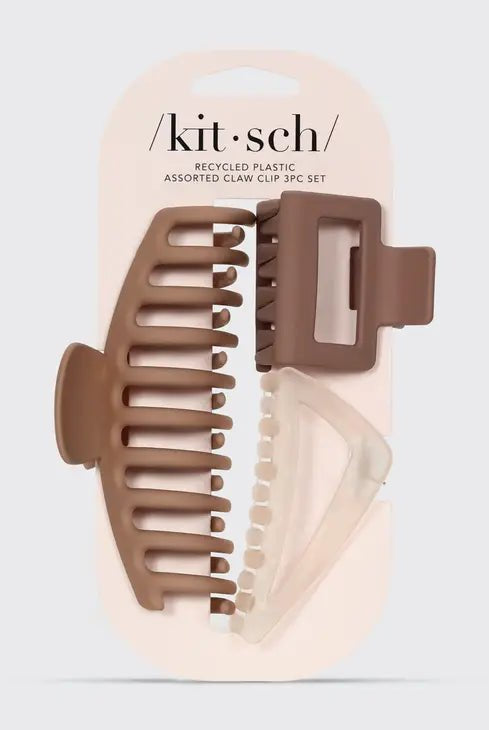 Rose & Lee Co Recycled Plastic Assorted Claw Clip 3PC, Oversized Hair