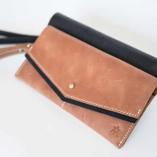 Elevate mini wallet in camel Raleigh ethical boutique