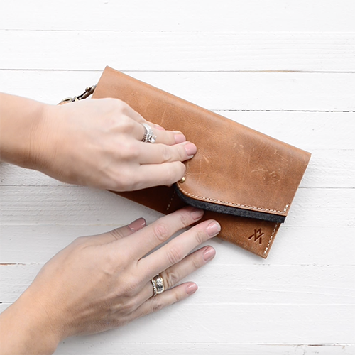 Elevate mini wallet in camel Raleigh ethical boutique