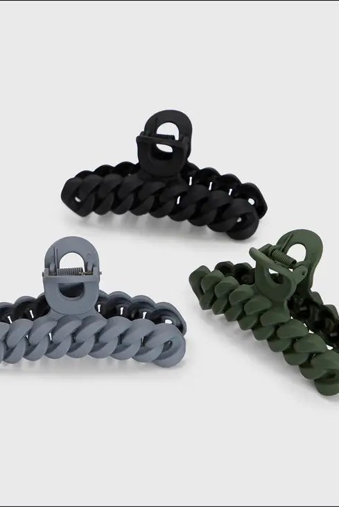 Rose & Lee Co Eco - Friendly Chain Claw Clip, Black & Moss Hair