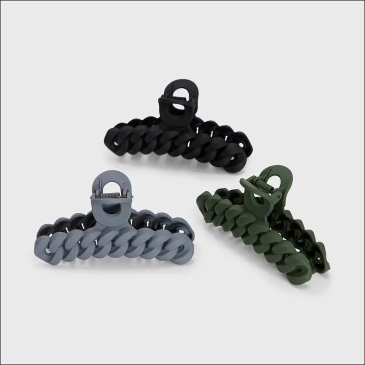 Rose & Lee Co Eco - Friendly Chain Claw Clip, Black & Moss Hair