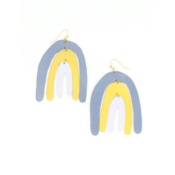 Rose & Lee Co Painted Rainbow Statement Earrings, Pastel Earrings
