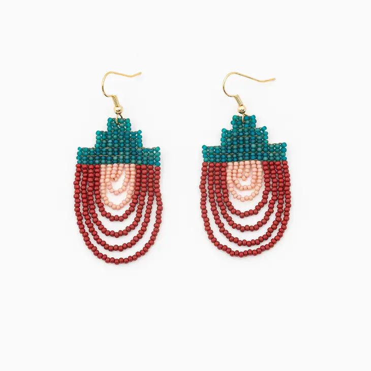 Rose & Lee Co Mayan Pyramid Beaded Earrings, Deep Multi Earrings