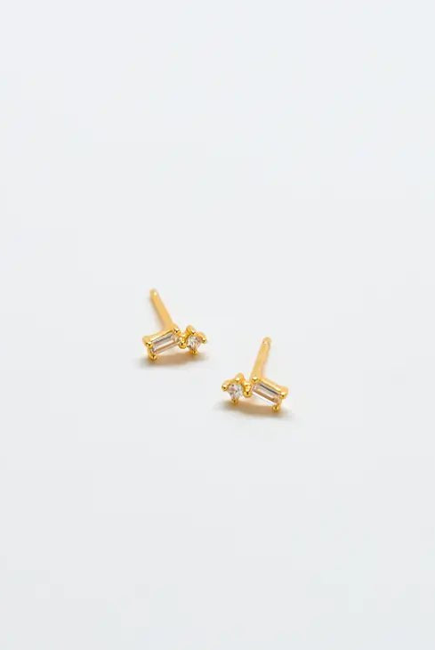 Rose & Lee Co White Geo Baguette Gold Stud Earrings Earrings