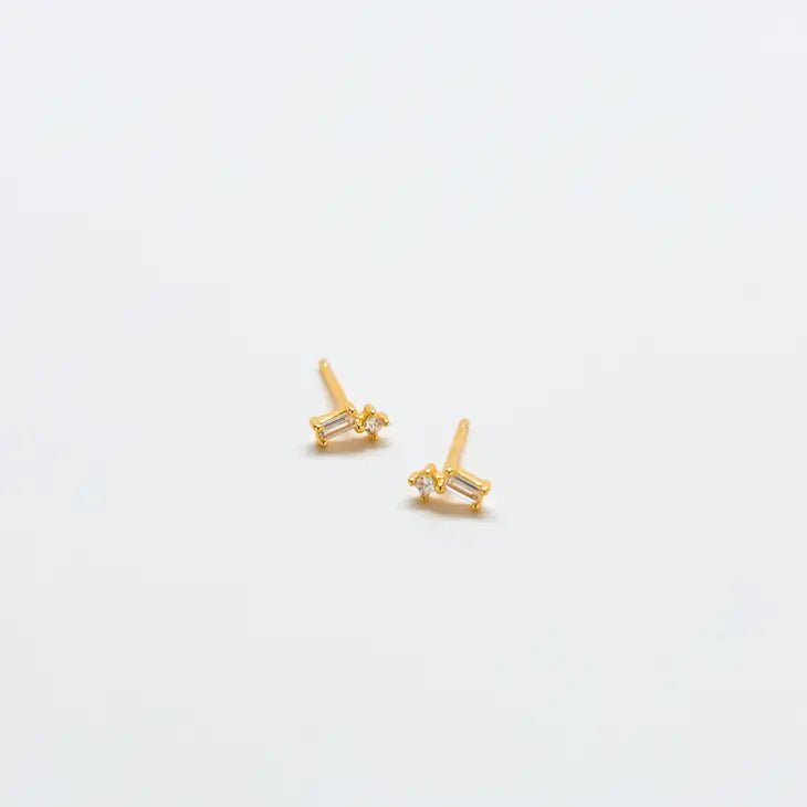 Rose & Lee Co White Geo Baguette Gold Stud Earrings Earrings