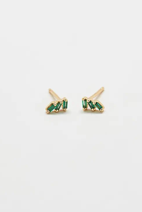 Rose & Lee Co Green Triple Baguette Stud Earrings Earrings