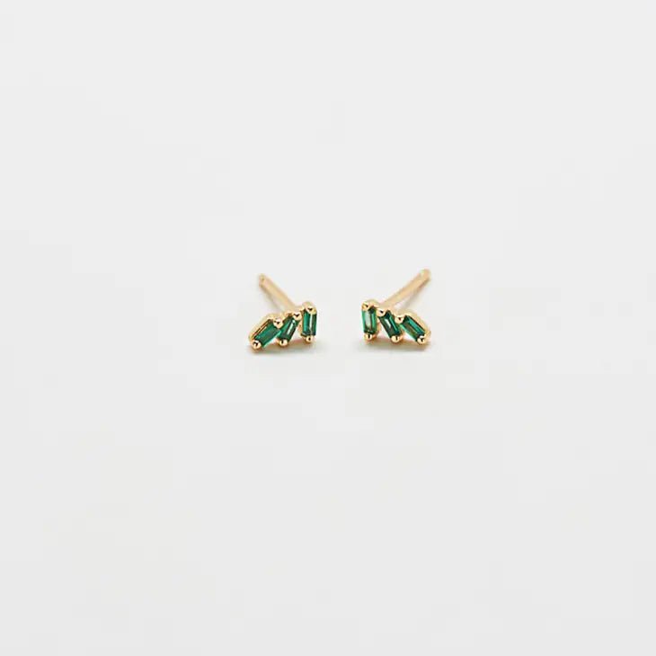 Rose & Lee Co Green Triple Baguette Stud Earrings Earrings