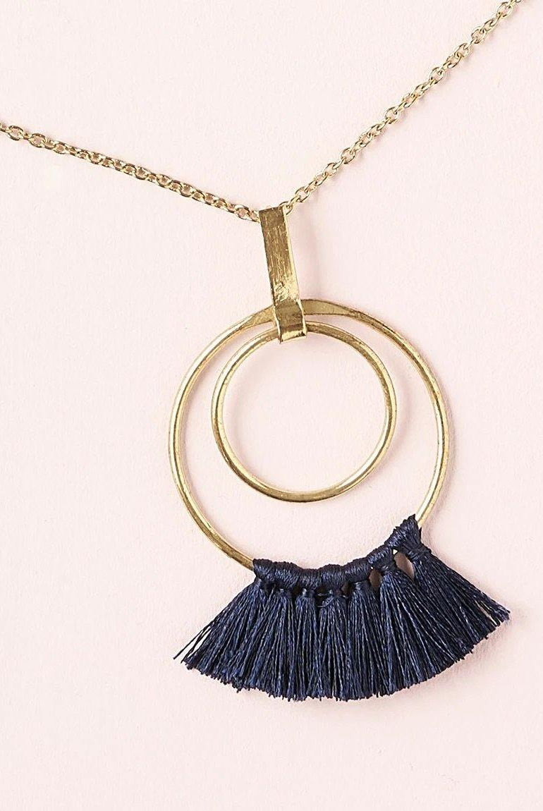 Danu Necklace, Navy Hoop - Rose & Lee Co