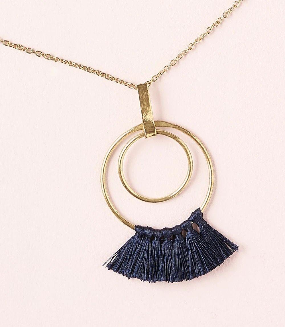 Danu Necklace, Navy Hoop - Rose & Lee Co