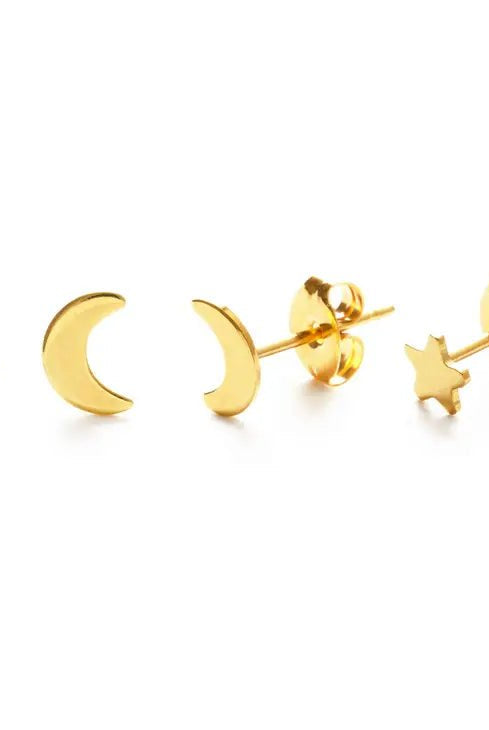 Rose & Lee Co Night Sky Stud Combo, Gold Earrings