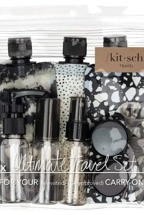 Rose & Lee Co Ultimate Travel Set 11 Pc Set, Black & Ivory Accessories