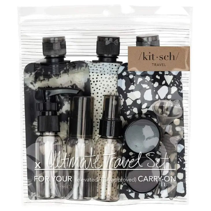Rose & Lee Co Ultimate Travel Set 11 Pc Set, Black & Ivory Accessories