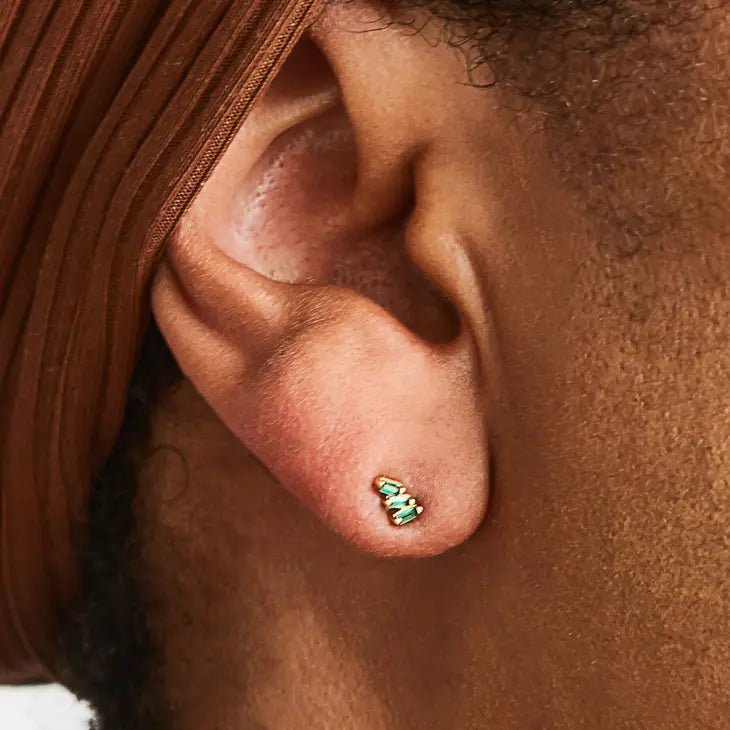 Rose & Lee Co Green Triple Baguette Stud Earrings Earrings