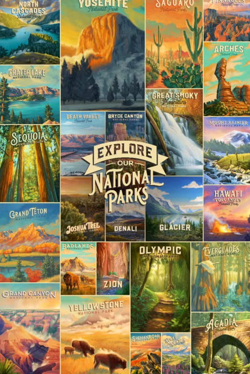 1000 Piece Puzzle Oil Painting National Park Series Collage Apex Ethical Boutique