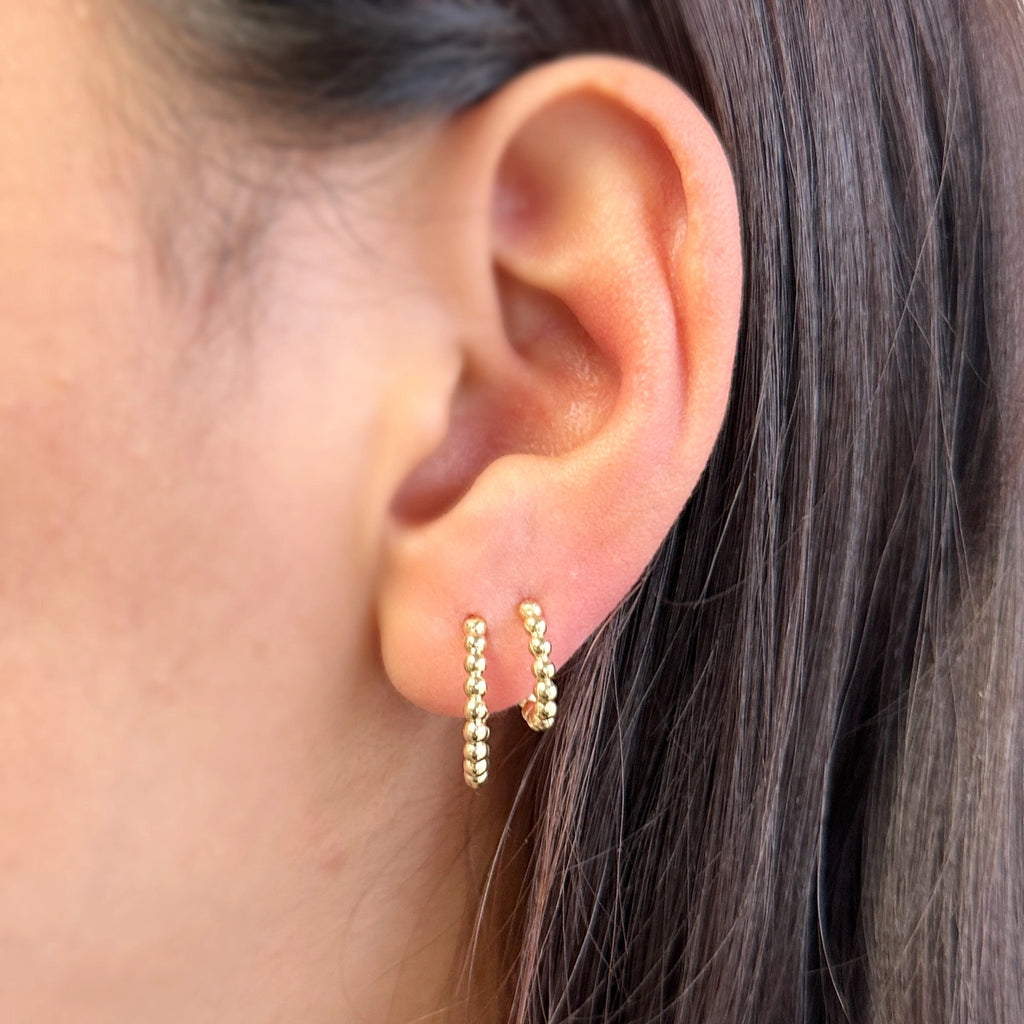 18k Gold Filled Beaded C-Hoops Apex Ethical Boutique