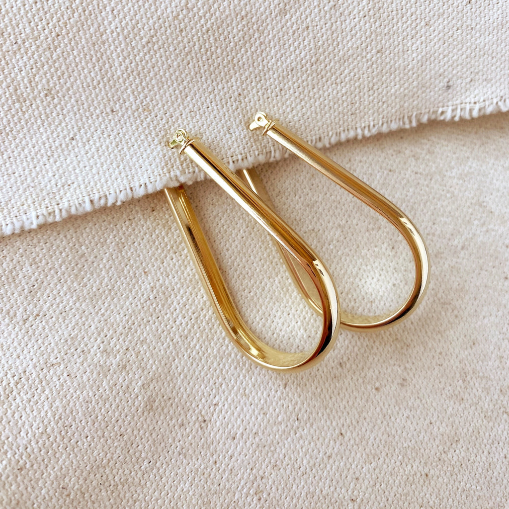 18k Gold Filled Long Drop Shaped Hoop Earrings Apex Ethical Boutique