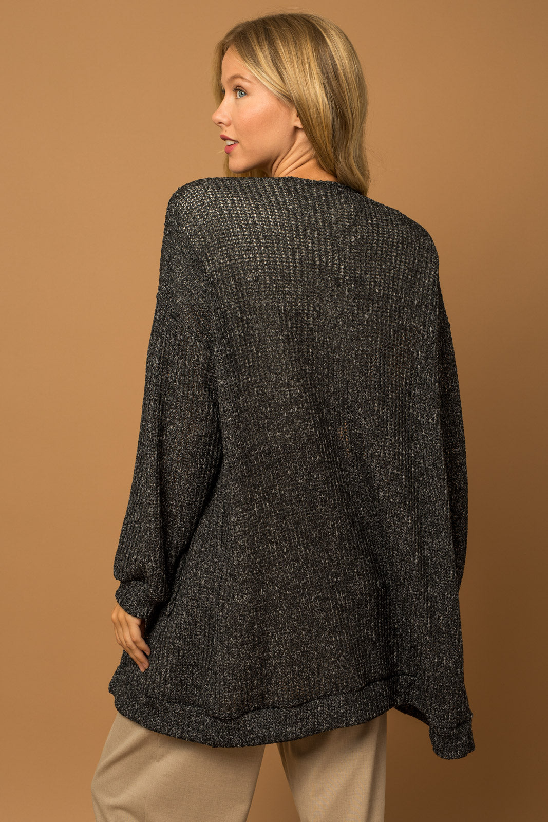 Charcoal Long Sleeve Cardigan Apex Ethical Boutique