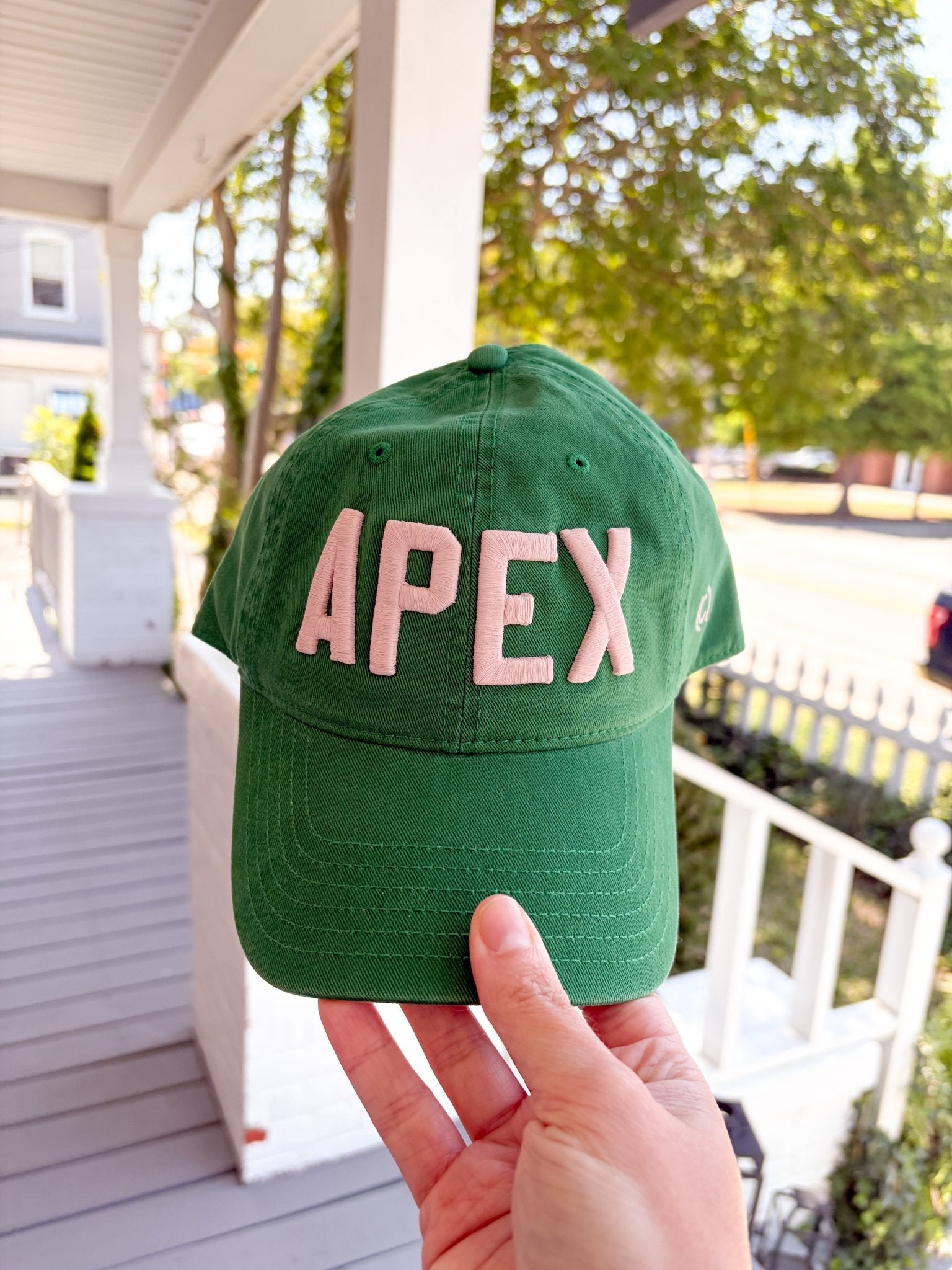 Rose & Lee Co APEX Cotton Dad Hat, Green/Dusty Rose Accessories