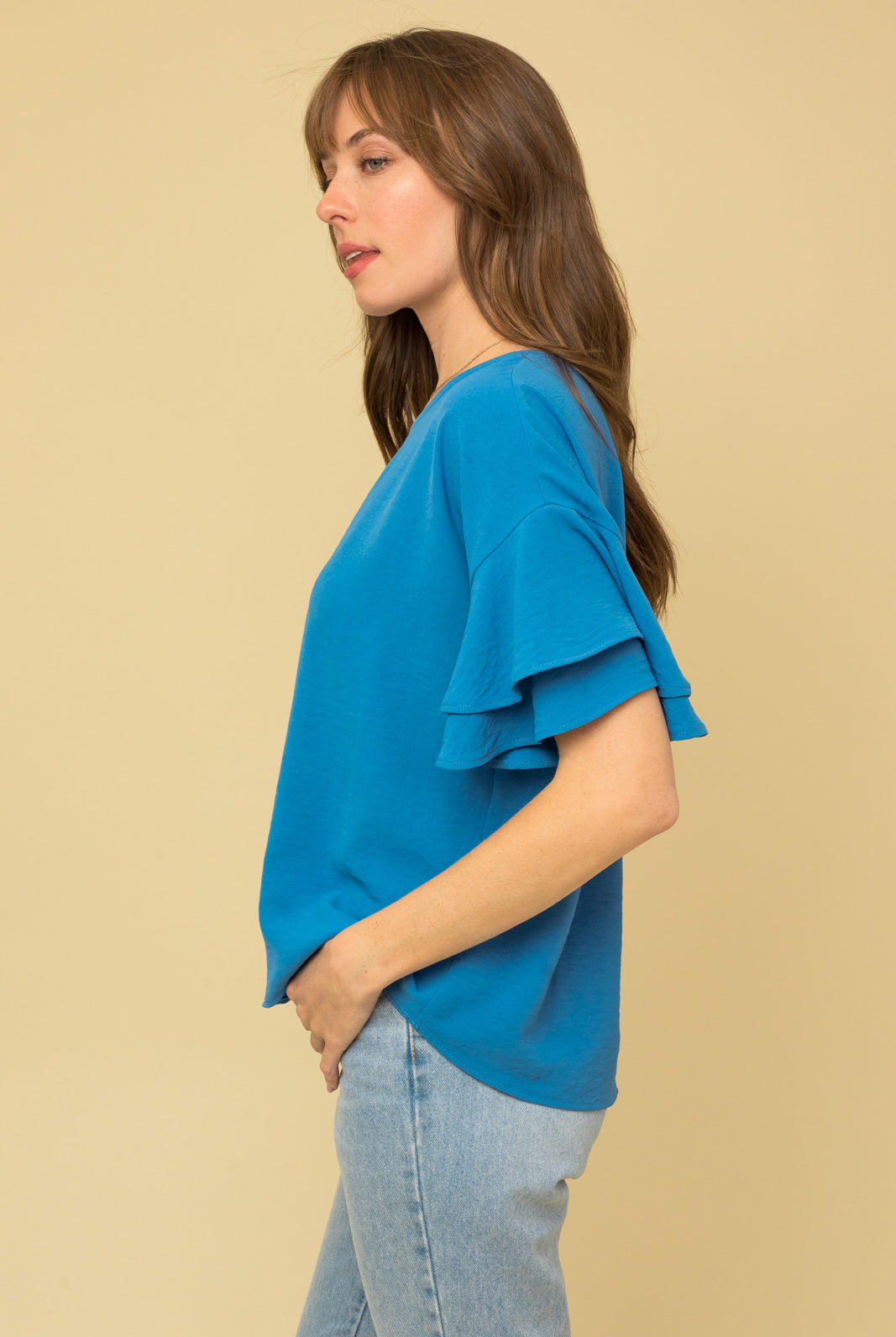 Short Sleeve Ruffled Top Apex Ethical Boutique