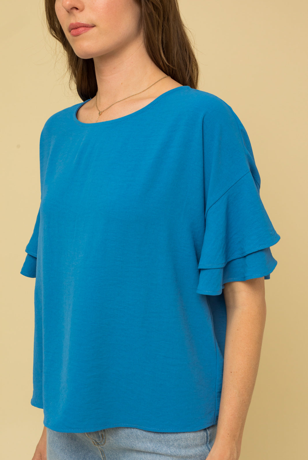 Short Sleeve Ruffled Top Apex Ethical Boutique