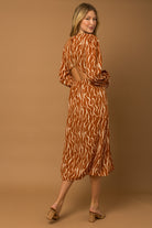 Abstract Camel Dress Apex Ethical Boutique