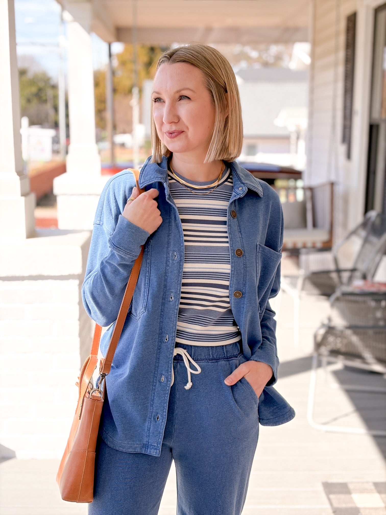 Blue Indigo Long Sleeve Lightweight Jacket