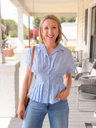 Rose & Lee Co Anastasia Top, Blue Agave Work Tops