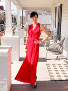Red Sleeveless Event Maxi Dress