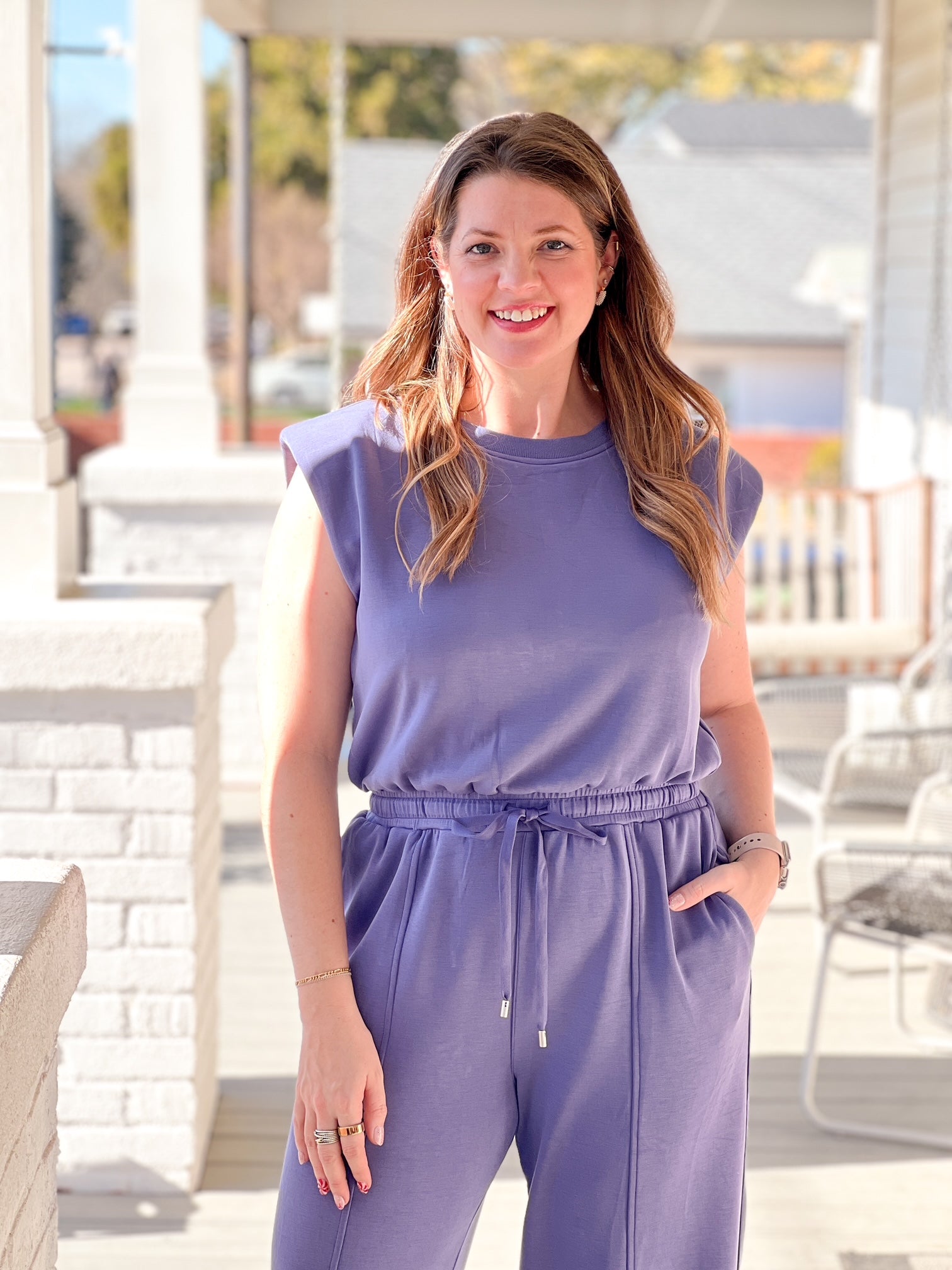 Blue Modal Short Sleeve Jumpsuit